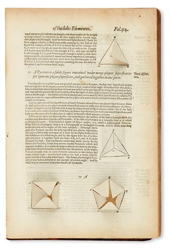 EUCLID.  The Elements of Geometrie.  1570.  Lacks the title, 6 other leaves, and folding table.